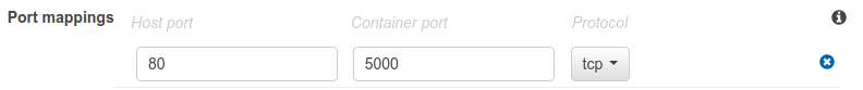 Port mappings fields completed.